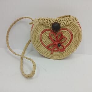 Playful Cottagecore Heart Straw Shoulder Bag Boho Chic Whimsical Summer Natural